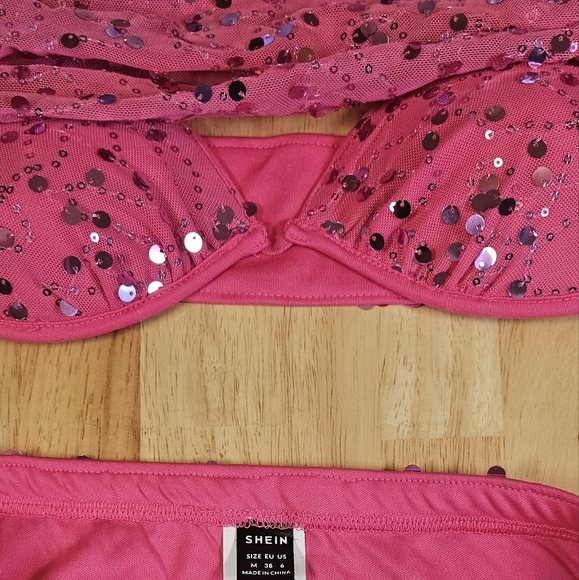 Pink Sequin Crop Top Skirt Set - Picture 7 of 13